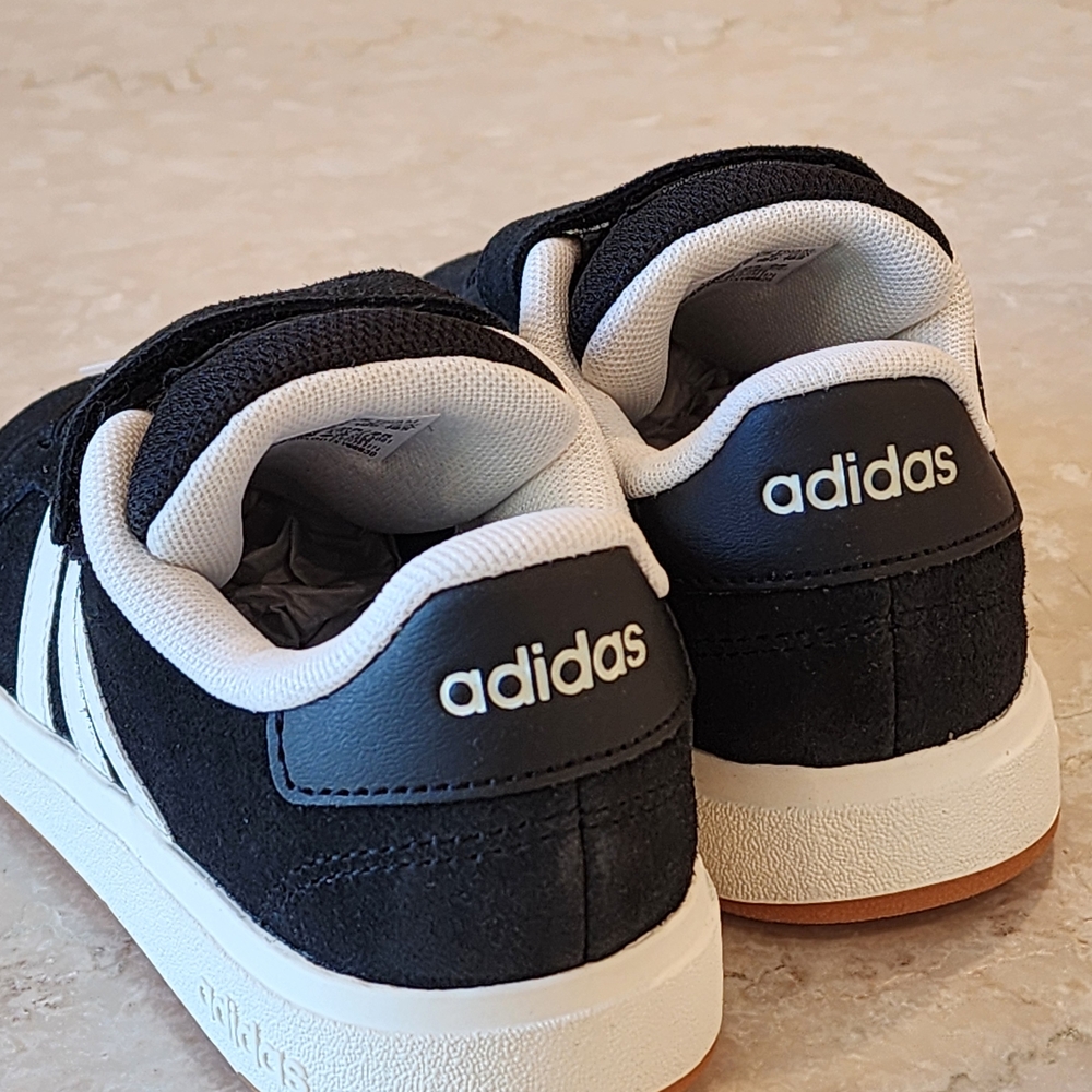 Adidas Grand Court OOs Fastening Strap Casual Sneakers Kids Black Shoes Size 13K - Picture 9 of 10